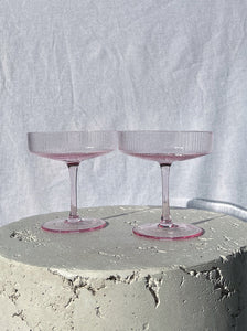 Ribbed Cocktail Glass Set - Rosa