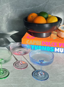 Ribbed Cocktail Glass Set - Blu